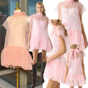 🆕 SIMKHAI 🧿 NWT Beaux Tiered Babydoll Mini Dress, Ballet Pink - Sz US 4
